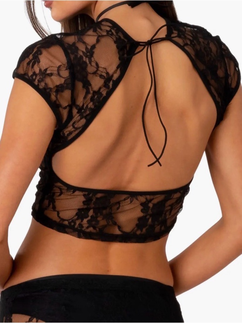 Edikted Black Lace Open-Back Top
